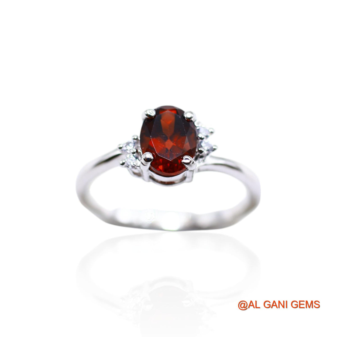 January Natural Garnet Zircon 925 Silver Statement Solitaire Ring SR-59