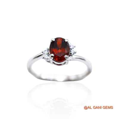 January Natural Garnet Zircon 925 Silver Statement Solitaire Ring SR-59