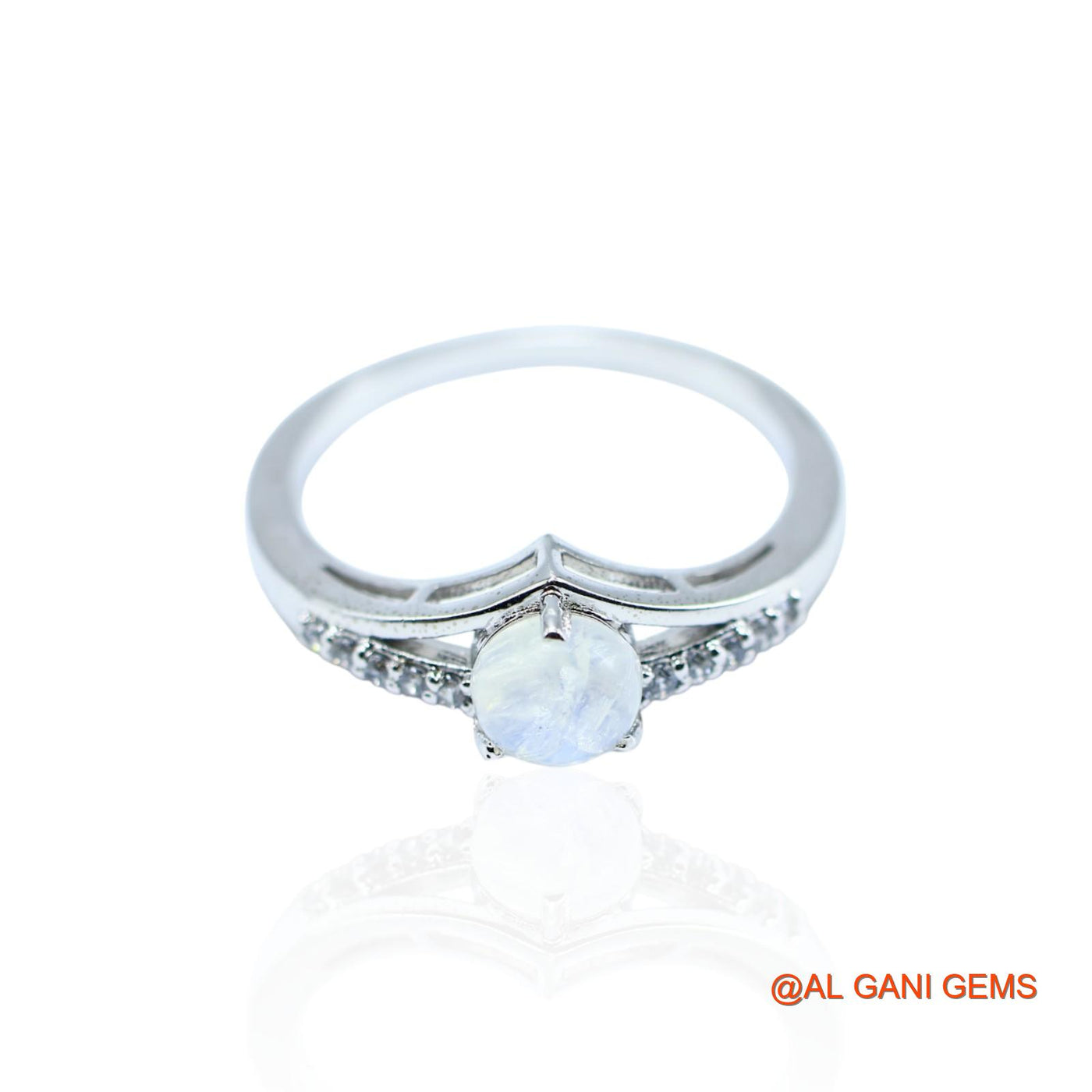 White Rainbow Moonstone Gemstone Zircon Daughter Solitaire Birthday Ring 925 Silver SR-7