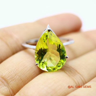 925 Sterling Silver Natural Lemon Topaz Solitaire Friend Gift Dainty Ring SR-8