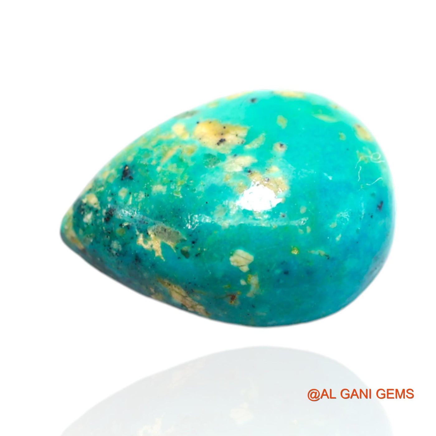 Natural Untreated Turquoise Loose Gemstone Pear Cabochon From Arizona 13.00 Cts 20x14x6 mm T-491