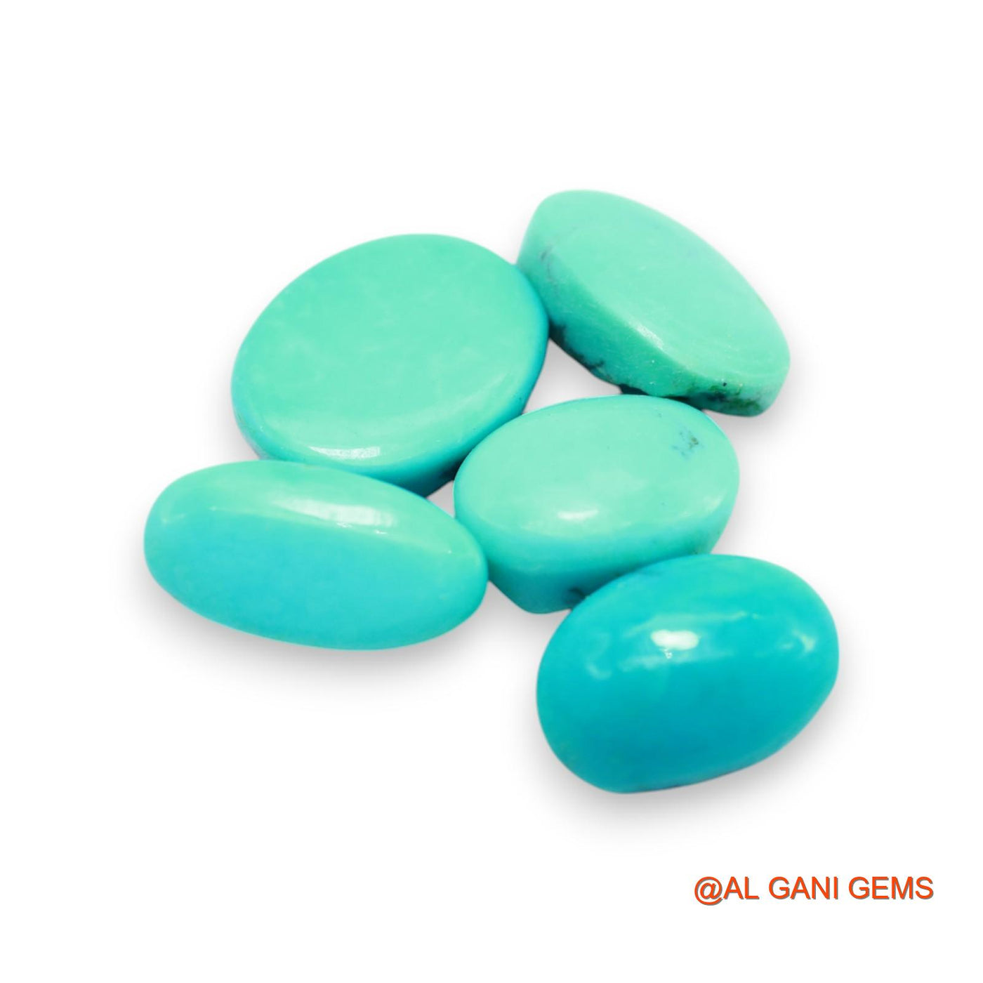 33.00 Cts Natural Arizona TURQUOISE Oval Cabochon 5 Pcs Wholesale Lot Loose Gemstone 9X13X6 TO 13X15X5 MM T-701