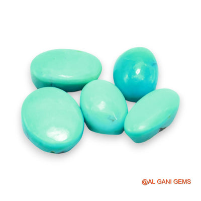 33.00 Cts Natural Arizona TURQUOISE Oval Cabochon 5 Pcs Wholesale Lot Loose Gemstone 9X13X6 TO 13X15X5 MM T-701