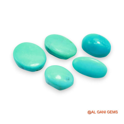 33.00 Cts Natural Arizona TURQUOISE Oval Cabochon 5 Pcs Wholesale Lot Loose Gemstone 9X13X6 TO 13X15X5 MM T-701