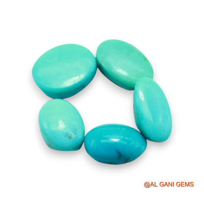 33.00 Cts Natural Arizona TURQUOISE Oval Cabochon 5 Pcs Wholesale Lot Loose Gemstone 9X13X6 TO 13X15X5 MM T-701