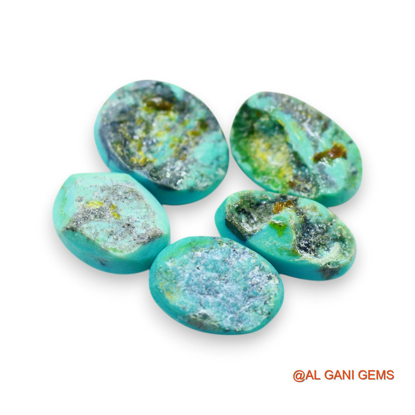 33.00 Cts Natural Arizona TURQUOISE Oval Cabochon 5 Pcs Wholesale Lot Loose Gemstone 9X13X6 TO 13X15X5 MM T-701