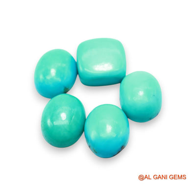 42.00 Cts Arizona TURQUOISE Loose Gemstone Fancy Cabochon Natural 5 Pcs Wholesale Lot 11X15X5 TO 14X14X5 MM T-703