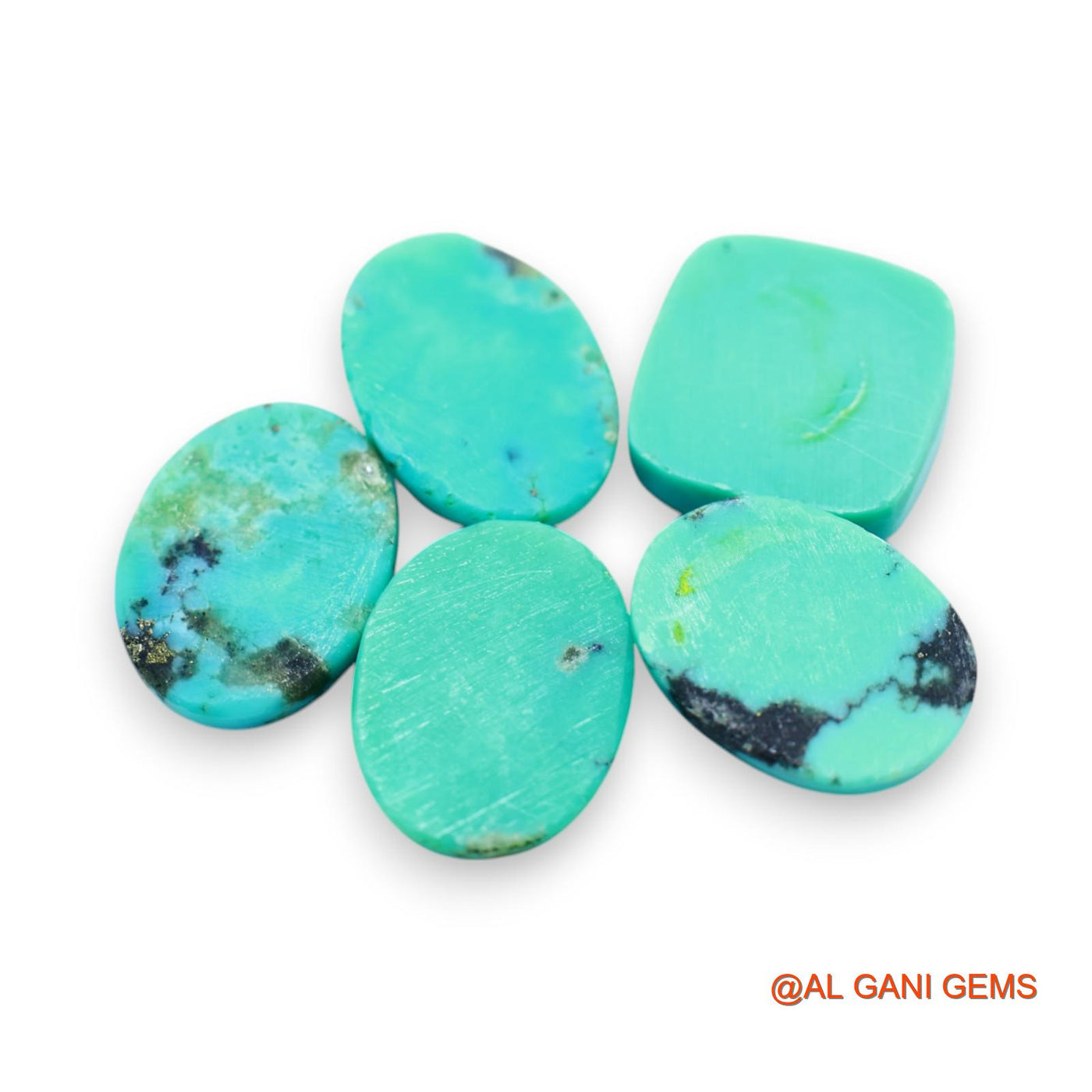 42.00 Cts Arizona TURQUOISE Loose Gemstone Fancy Cabochon Natural 5 Pcs Wholesale Lot 11X15X5 TO 14X14X5 MM T-703