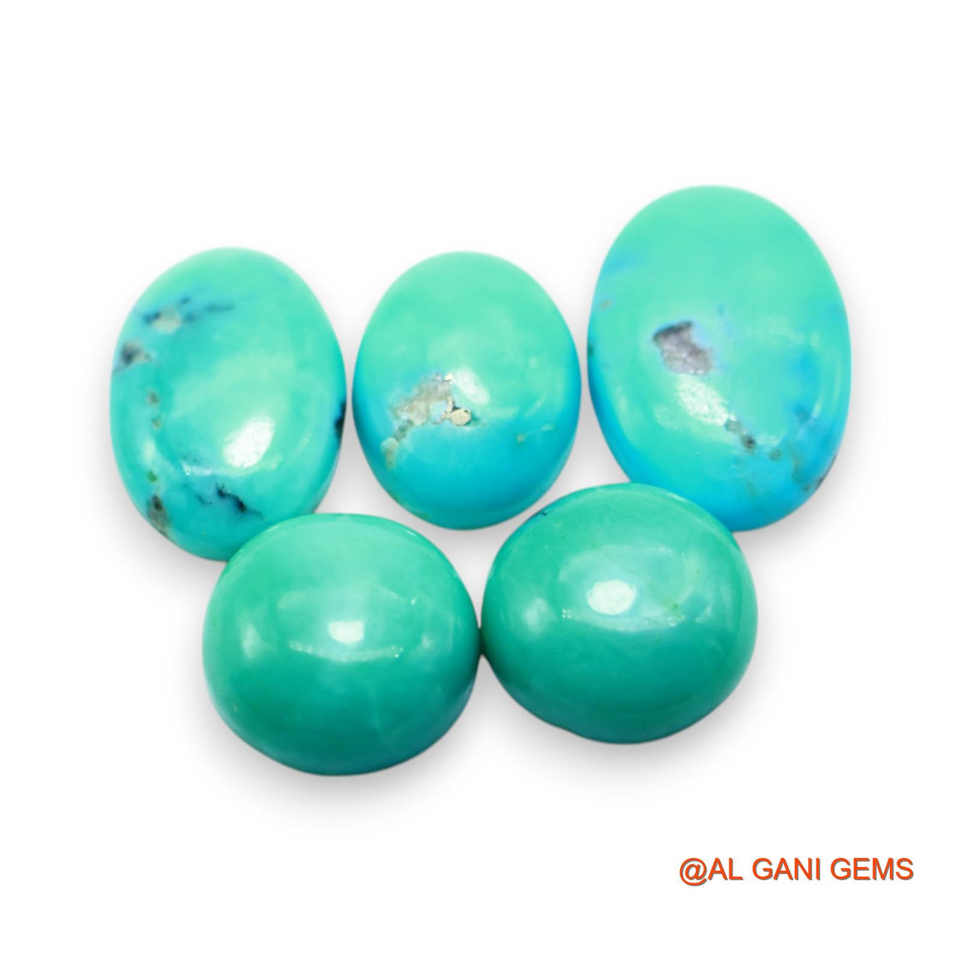 5 Pcs 27.00 Cts Natural Arizona TURQUOISE Loose Gemstone Oval Cabochon Wholesale Lot 11X11X4 TO 12X17X3 MM T-704