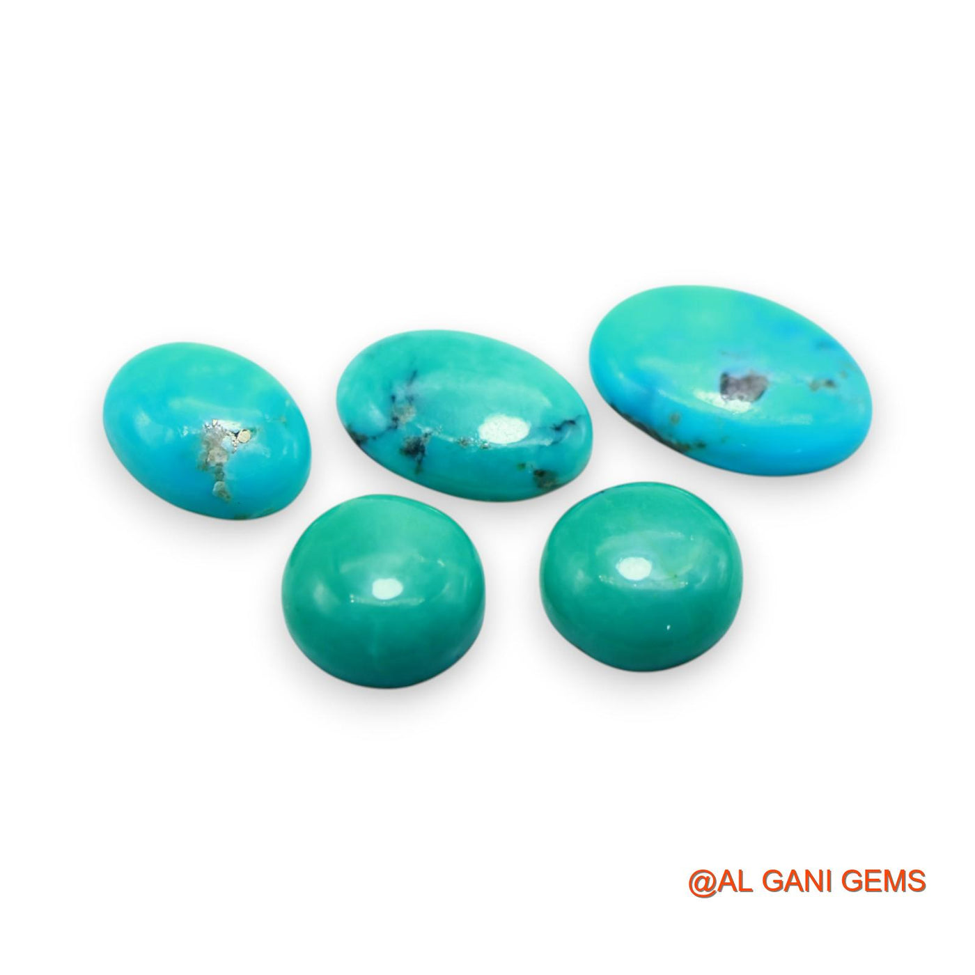 5 Pcs 27.00 Cts Natural Arizona TURQUOISE Loose Gemstone Oval Cabochon Wholesale Lot 11X11X4 TO 12X17X3 MM T-704