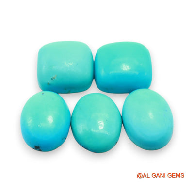 5 Pcs 35.00 Cts Natural Arizona TURQUOISE Loose Gemstone Fancy Cabochon Wholesale Lot 13X13X5 TO 12X16X5 MM T-705