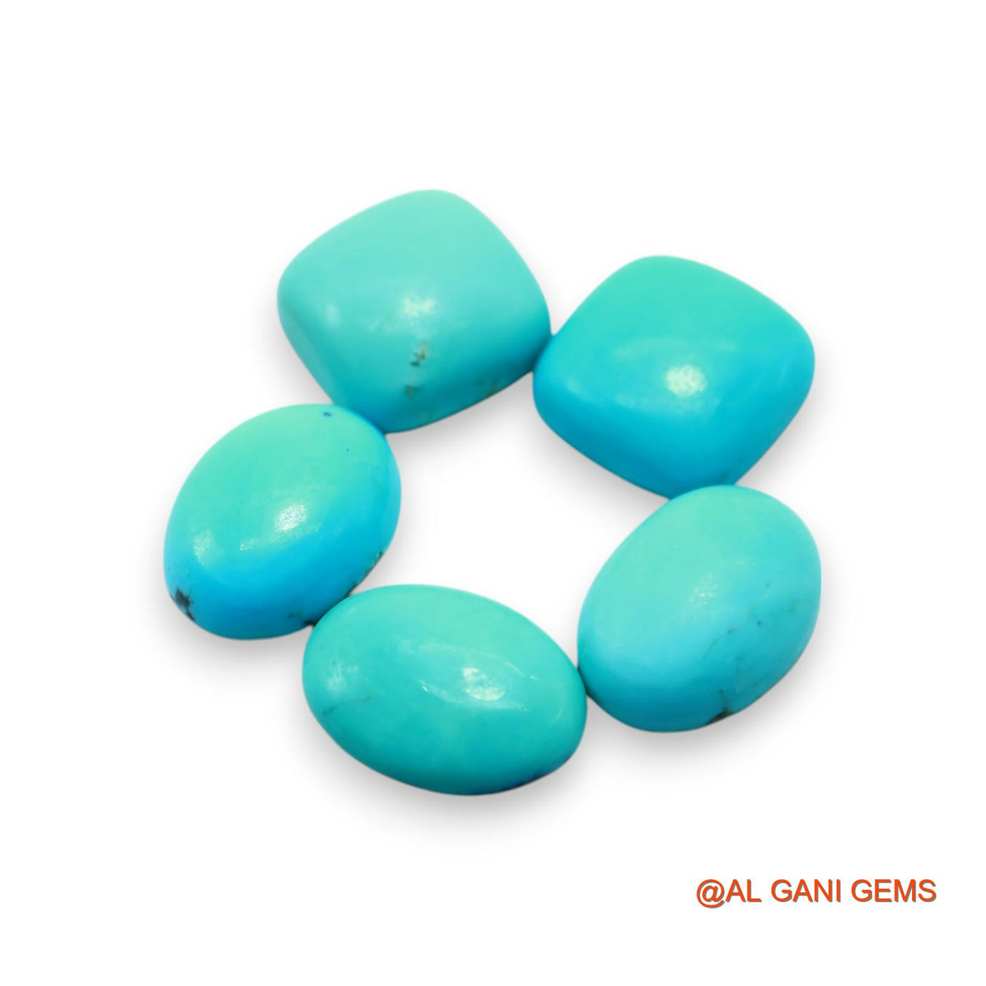 5 Pcs 35.00 Cts Natural Arizona TURQUOISE Loose Gemstone Fancy Cabochon Wholesale Lot 13X13X5 TO 12X16X5 MM T-705