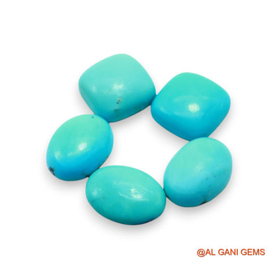 5 Pcs 35.00 Cts Natural Arizona TURQUOISE Loose Gemstone Fancy Cabochon Wholesale Lot 13X13X5 TO 12X16X5 MM T-705