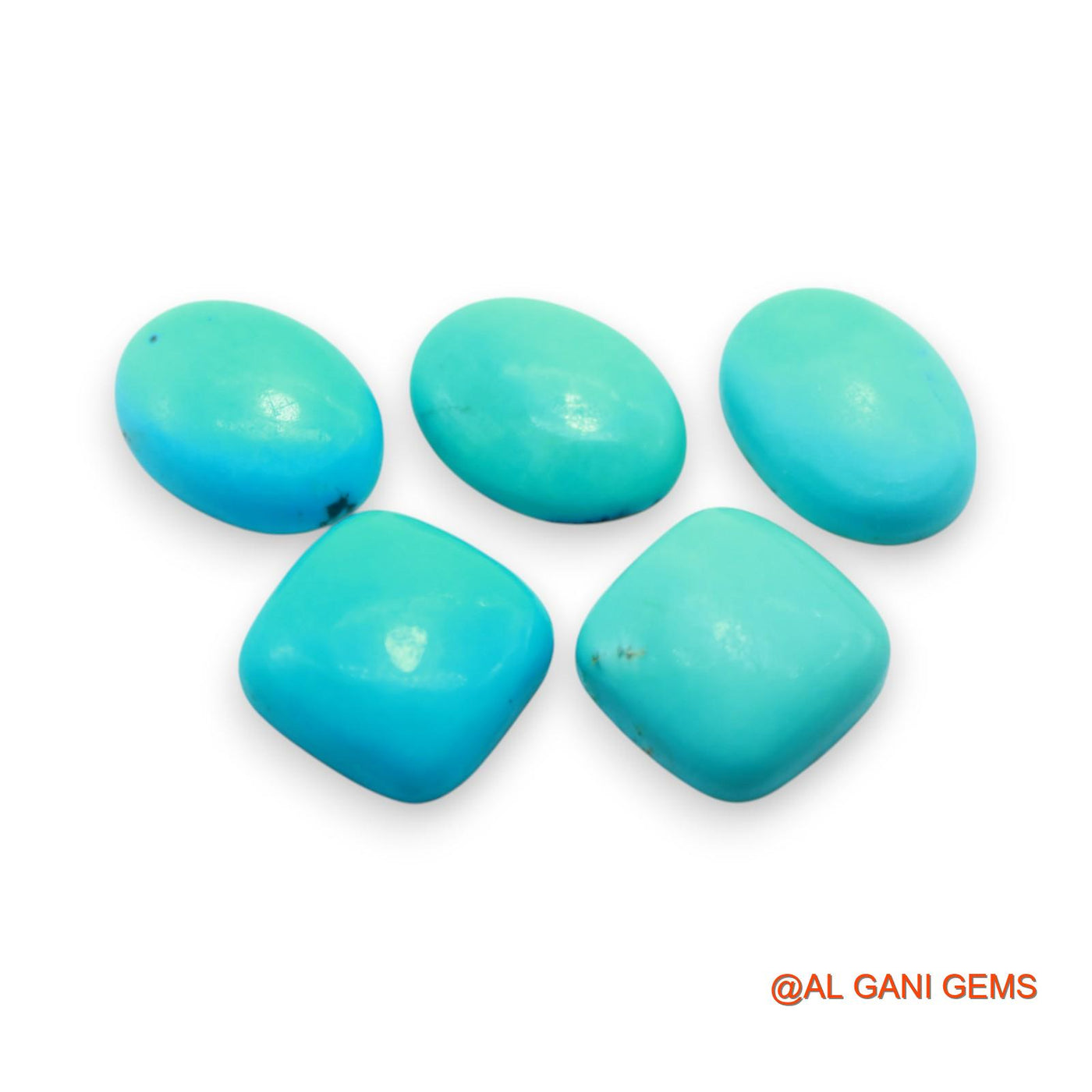 5 Pcs 35.00 Cts Natural Arizona TURQUOISE Loose Gemstone Fancy Cabochon Wholesale Lot 13X13X5 TO 12X16X5 MM T-705