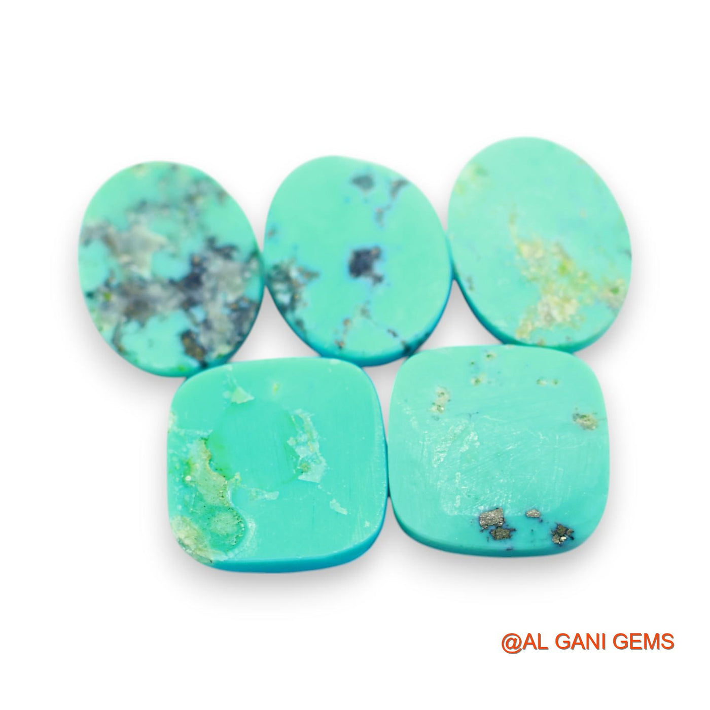 5 Pcs 35.00 Cts Natural Arizona TURQUOISE Loose Gemstone Fancy Cabochon Wholesale Lot 13X13X5 TO 12X16X5 MM T-705