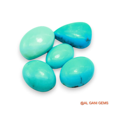 5 Pcs Wholesale Lot Natural TURQUOISE Gemstone 39.00 Cts Loose Fancy Cabochon From Arizona 9X13X3 TO 12X17X6 MM T-706