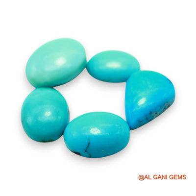 5 Pcs Wholesale Lot Natural TURQUOISE Gemstone 39.00 Cts Loose Fancy Cabochon From Arizona 9X13X3 TO 12X17X6 MM T-706