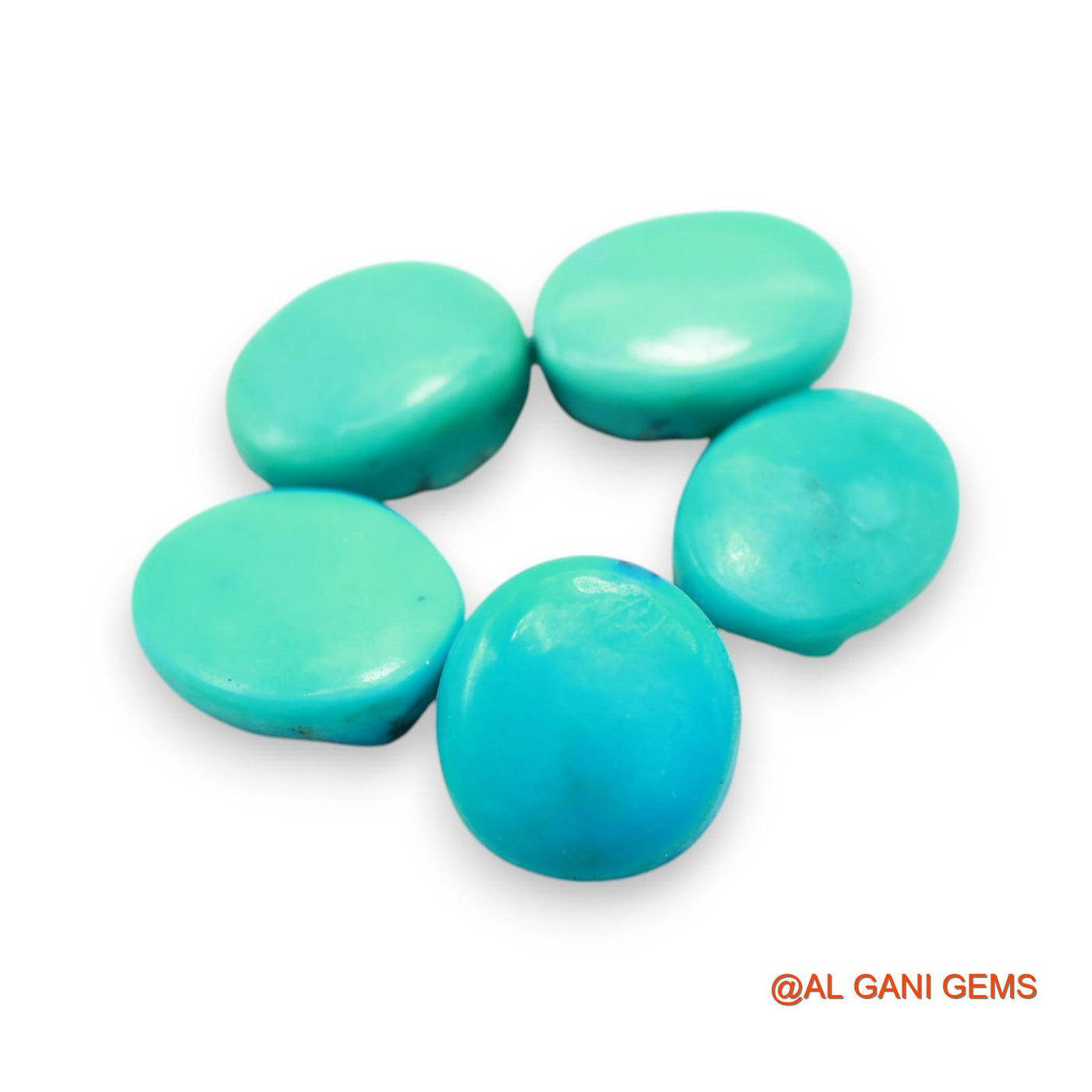 5 Pcs 30.00 Cts Natural Arizona TURQUOISE Loose Gemstone Oval Cabochon Wholesale Lot 9X13X5 TO 11X14X5 MM T-707