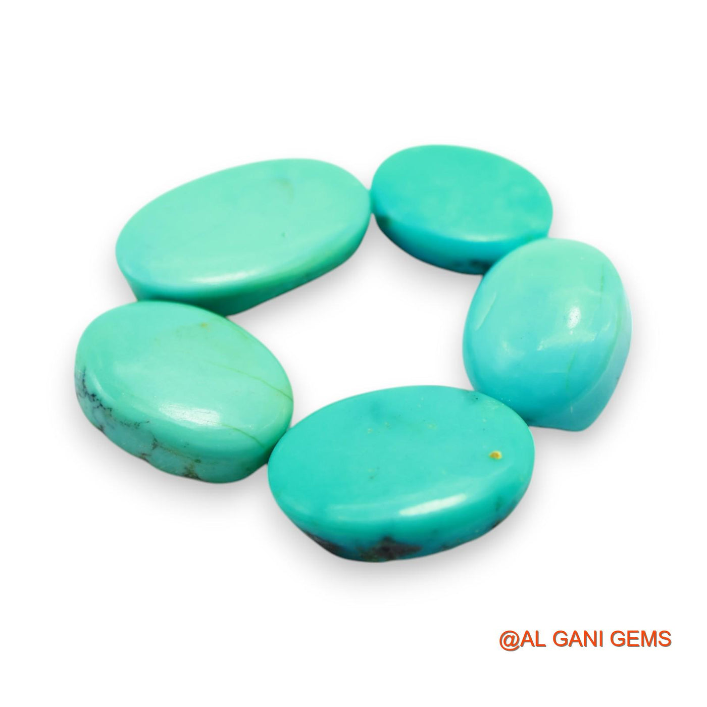 5 Pcs 33.00 Cts Natural Arizona TURQUOISE Loose Gemstone Oval Cabochon Wholesale Lot 9X13X4 TO 12X17X5 MM T-708