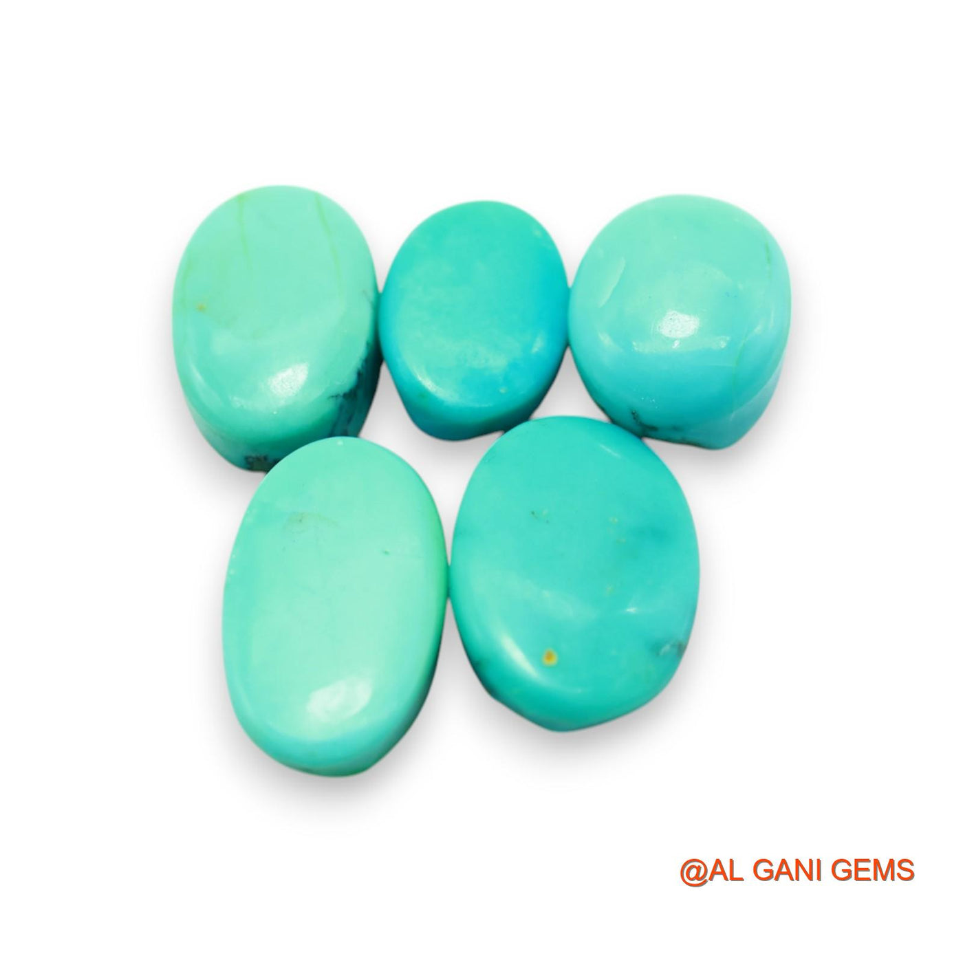 5 Pcs 33.00 Cts Natural Arizona TURQUOISE Loose Gemstone Oval Cabochon Wholesale Lot 9X13X4 TO 12X17X5 MM T-708