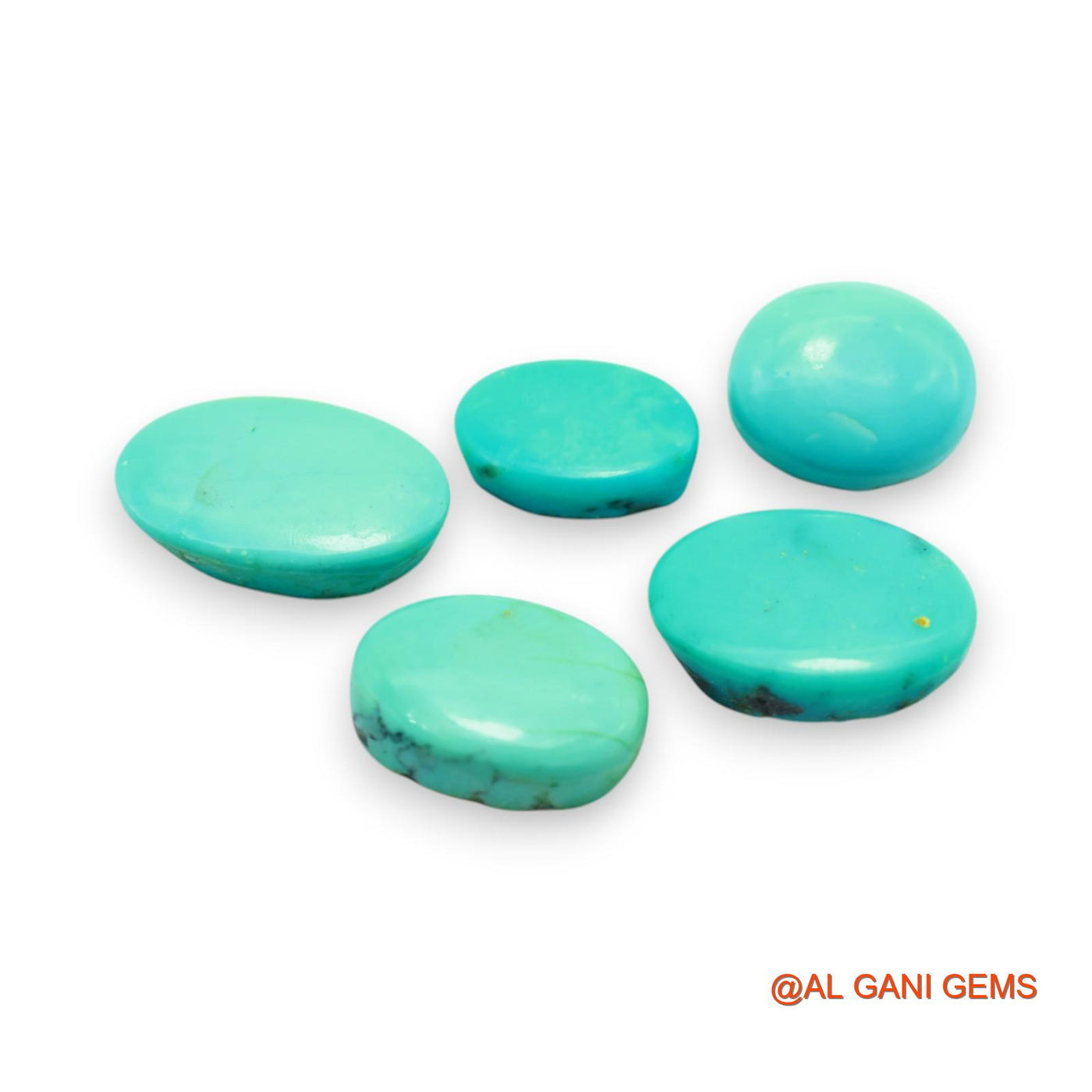 5 Pcs 33.00 Cts Natural Arizona TURQUOISE Loose Gemstone Oval Cabochon Wholesale Lot 9X13X4 TO 12X17X5 MM T-708