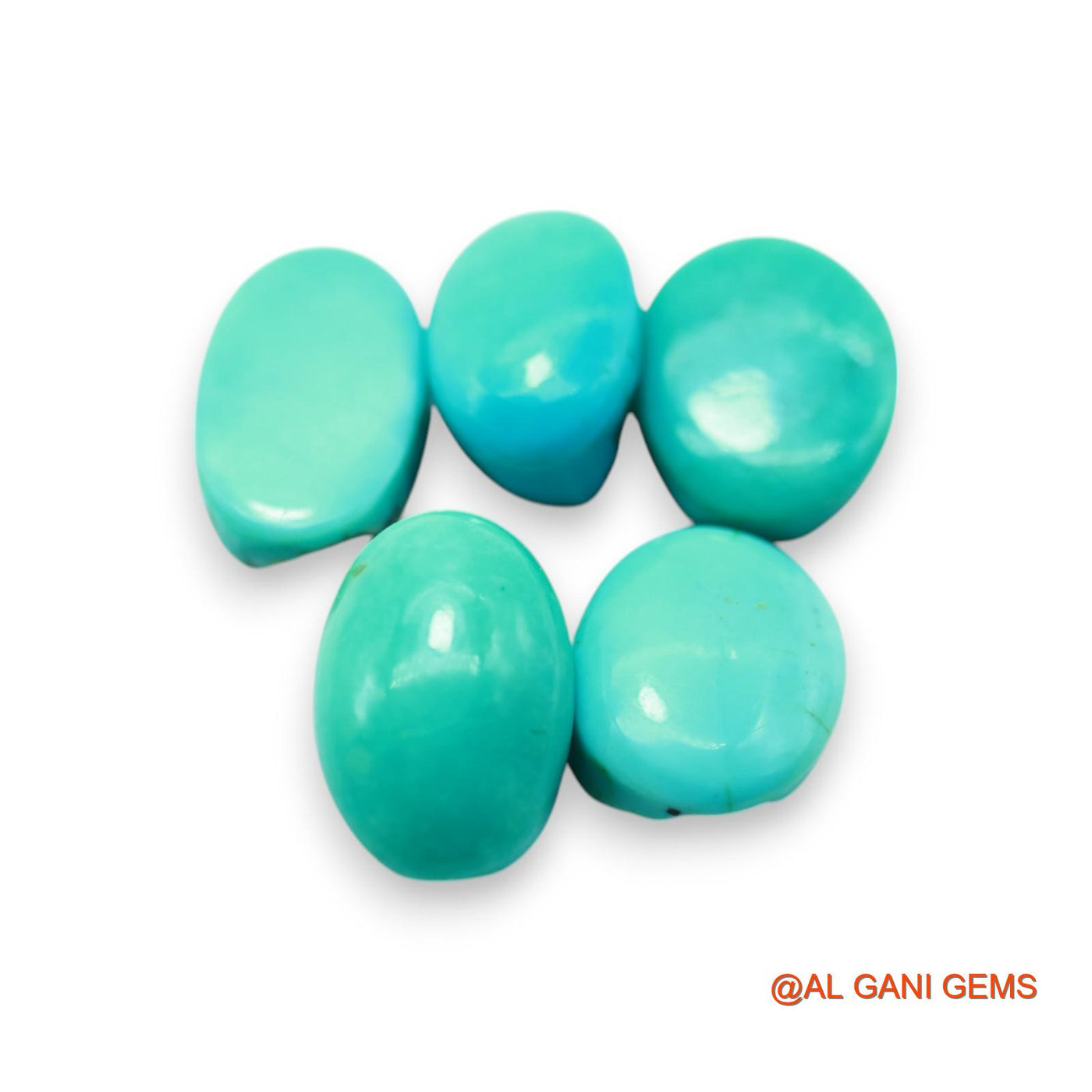 5 Pcs 32.00 Cts Natural Arizona TURQUOISE Loose Gemstone Oval Cabochon Wholesale Lot 9X13X7 TO 10X15X9 MM T-709