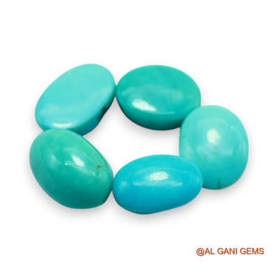 5 Pcs 32.00 Cts Natural Arizona TURQUOISE Loose Gemstone Oval Cabochon Wholesale Lot 9X13X7 TO 10X15X9 MM T-709