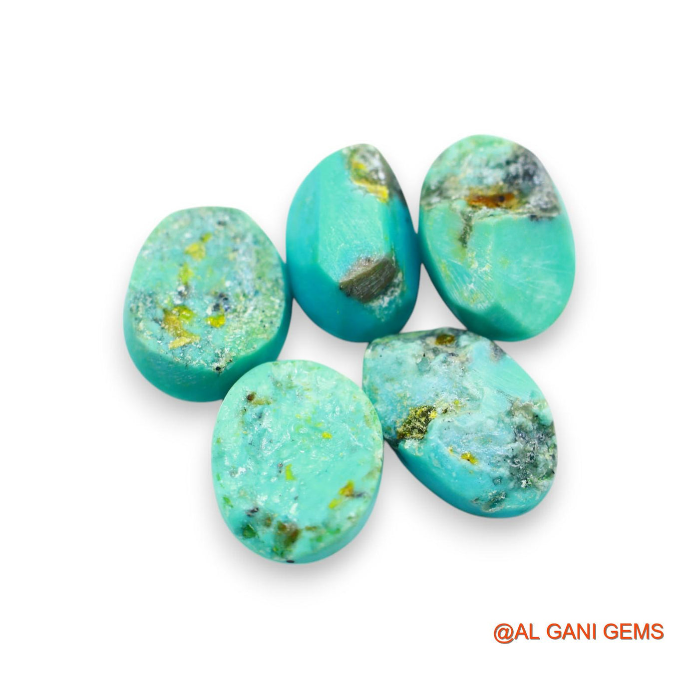 5 Pcs 32.00 Cts Natural Arizona TURQUOISE Loose Gemstone Oval Cabochon Wholesale Lot 9X13X7 TO 10X15X9 MM T-709