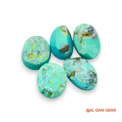 5 Pcs 32.00 Cts Natural Arizona TURQUOISE Loose Gemstone Oval Cabochon Wholesale Lot 9X13X7 TO 10X15X9 MM T-709