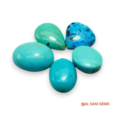 30.00 Cts Natural Arizona TURQUOISE Fancy Cabochon 5 Pcs Wholesale Lot Loose Gemstone 11X13X4 TO 14X18X5 MM T-710