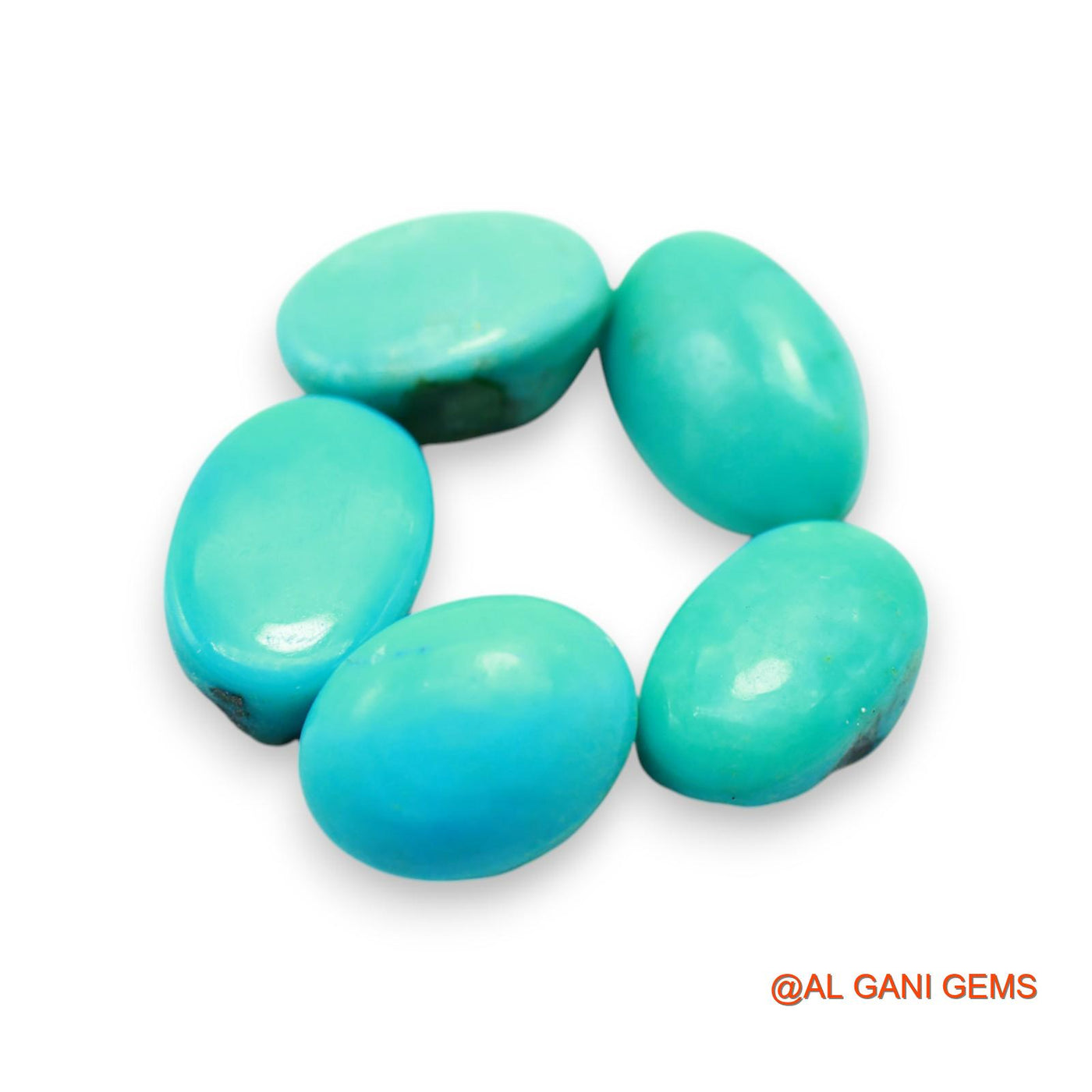 5 Pcs 32.00 Cts Natural Arizona TURQUOISE Loose Gemstone Oval Cabochon Wholesale Lot 8X13X5 TO 10X14X5 MM T-711