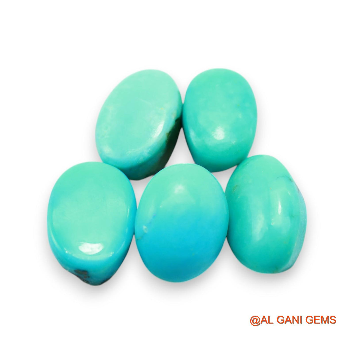 5 Pcs 32.00 Cts Natural Arizona TURQUOISE Loose Gemstone Oval Cabochon Wholesale Lot 8X13X5 TO 10X14X5 MM T-711