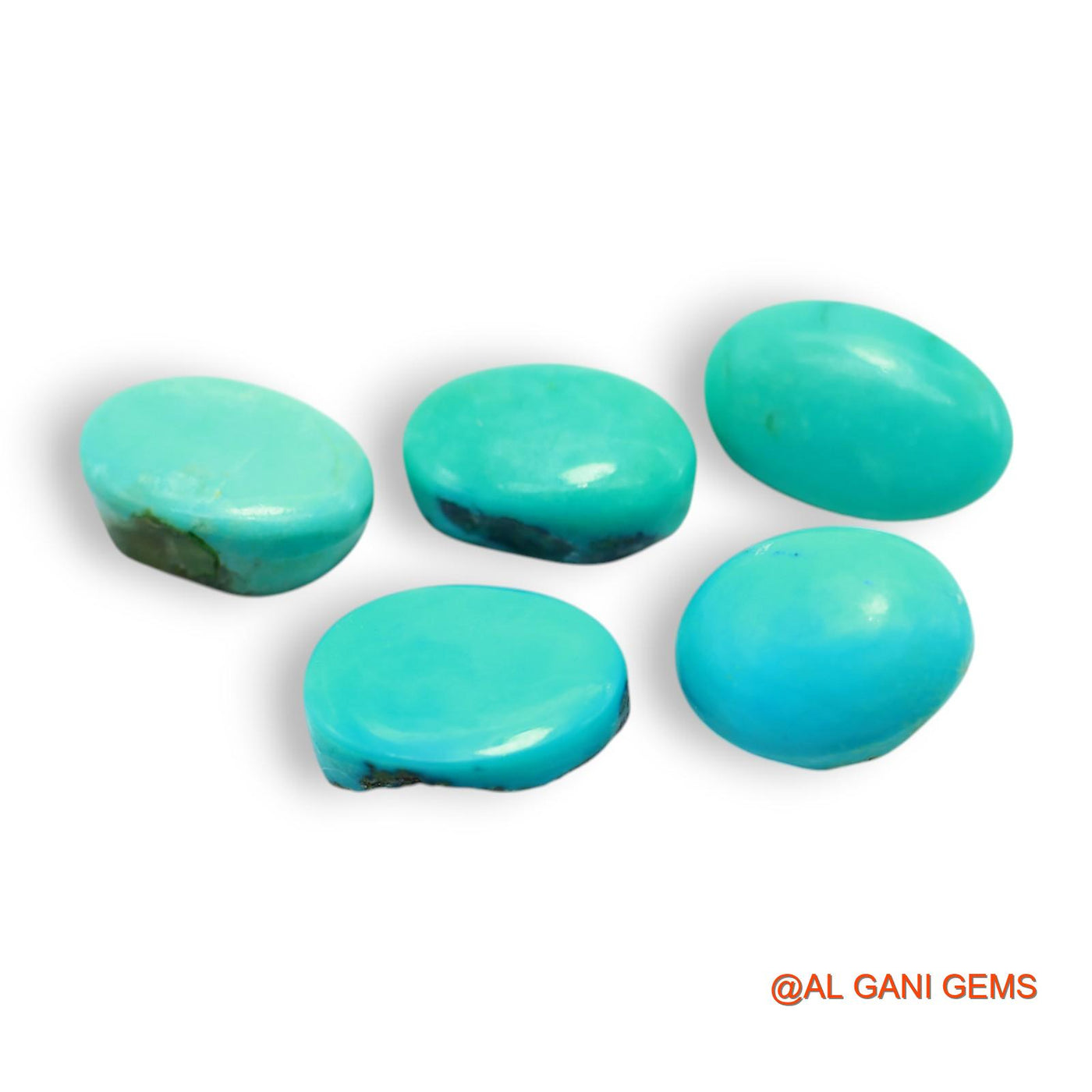 5 Pcs 32.00 Cts Natural Arizona TURQUOISE Loose Gemstone Oval Cabochon Wholesale Lot 8X13X5 TO 10X14X5 MM T-711