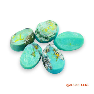 5 Pcs 32.00 Cts Natural Arizona TURQUOISE Loose Gemstone Oval Cabochon Wholesale Lot 8X13X5 TO 10X14X5 MM T-711