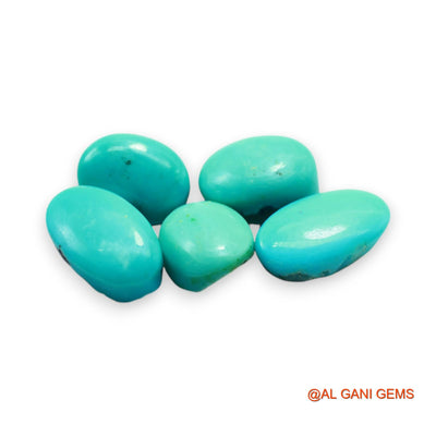 5 Pcs 34.00 Cts Natural Arizona TURQUOISE Loose Gemstone Oval Cabochon Wholesale Lot 10X11X6 TO 9X16X7 MM T-712