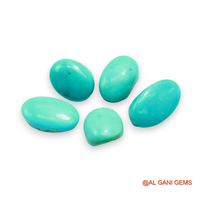5 Pcs 34.00 Cts Natural Arizona TURQUOISE Loose Gemstone Oval Cabochon Wholesale Lot 10X11X6 TO 9X16X7 MM T-712