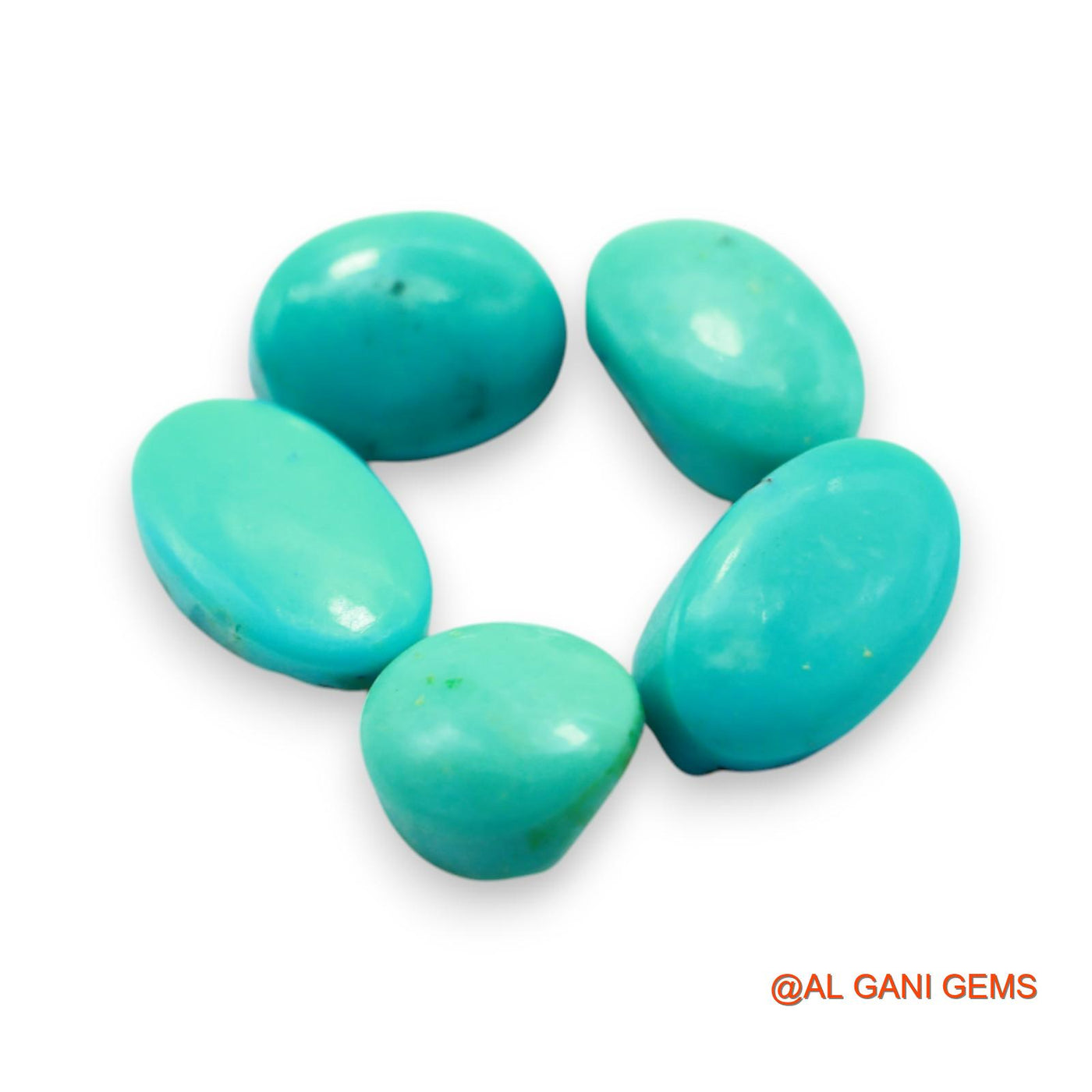 5 Pcs 34.00 Cts Natural Arizona TURQUOISE Loose Gemstone Oval Cabochon Wholesale Lot 10X11X6 TO 9X16X7 MM T-712