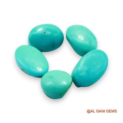 5 Pcs 34.00 Cts Natural Arizona TURQUOISE Loose Gemstone Oval Cabochon Wholesale Lot 10X11X6 TO 9X16X7 MM T-712