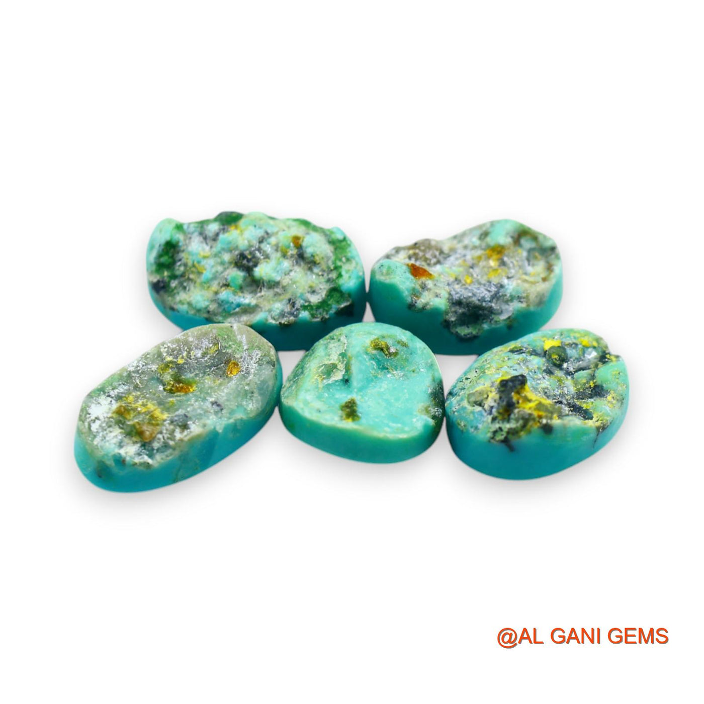 5 Pcs 34.00 Cts Natural Arizona TURQUOISE Loose Gemstone Oval Cabochon Wholesale Lot 10X11X6 TO 9X16X7 MM T-712
