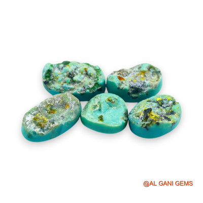 5 Pcs 34.00 Cts Natural Arizona TURQUOISE Loose Gemstone Oval Cabochon Wholesale Lot 10X11X6 TO 9X16X7 MM T-712