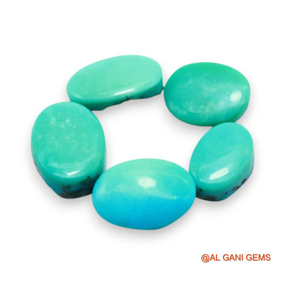 5 Pcs Wholesale Lot Natural TURQUOISE Gemstone 28.00 Cts Loose Oval Cabochon From Arizona 8X12X4 TO 10X14X6 MM T-713