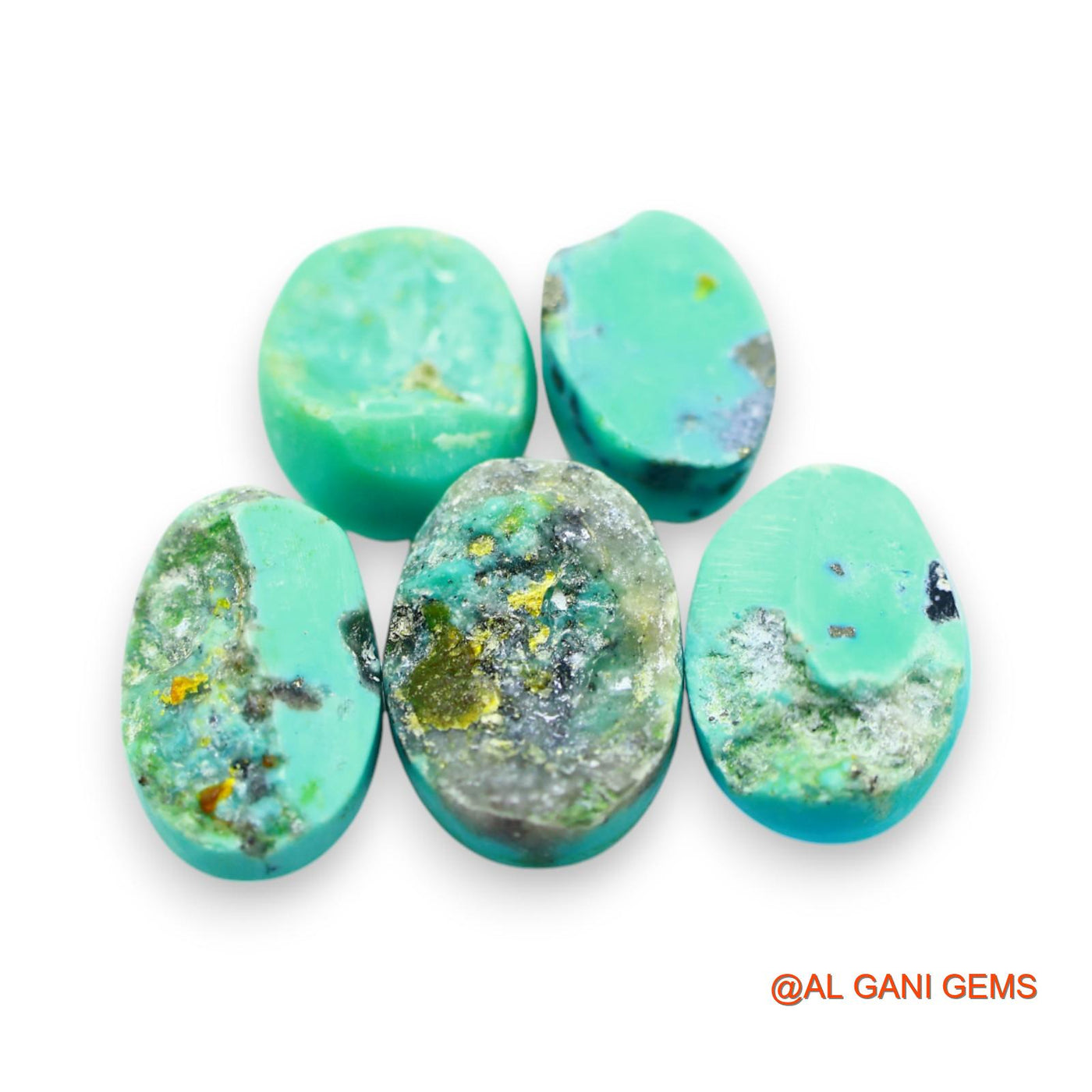 5 Pcs Wholesale Lot Natural TURQUOISE Gemstone 28.00 Cts Loose Oval Cabochon From Arizona 8X12X4 TO 10X14X6 MM T-713