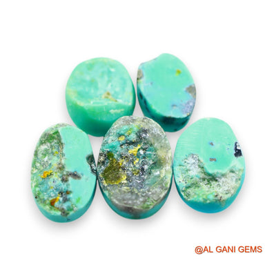 5 Pcs Wholesale Lot Natural TURQUOISE Gemstone 28.00 Cts Loose Oval Cabochon From Arizona 8X12X4 TO 10X14X6 MM T-713