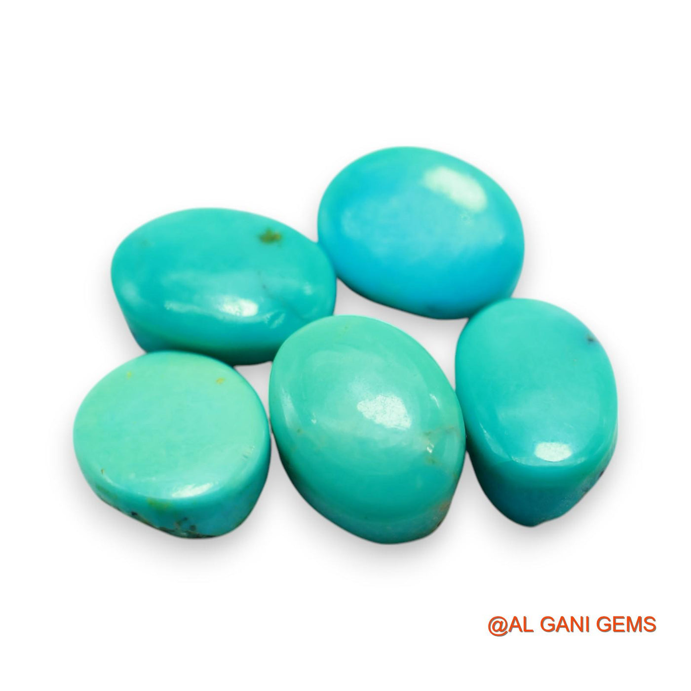 5 Pcs 33.00 Cts Natural Arizona TURQUOISE Loose Gemstone Oval Cabochon Wholesale Lot 9X14X5 TO 10X14X5 MM T-714