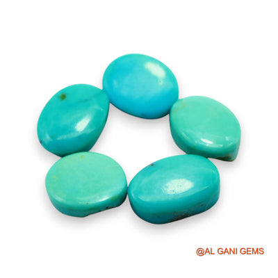 5 Pcs 33.00 Cts Natural Arizona TURQUOISE Loose Gemstone Oval Cabochon Wholesale Lot 9X14X5 TO 10X14X5 MM T-714
