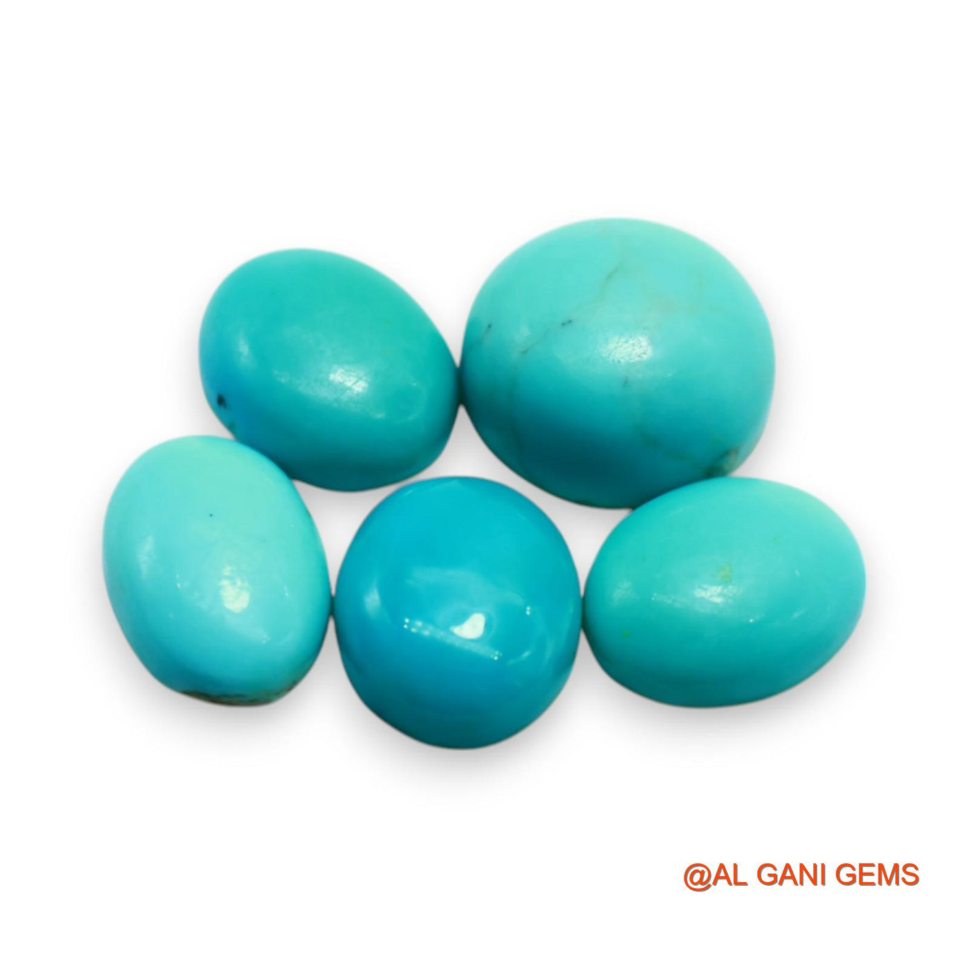 5 Pcs Wholesale Lot Natural TURQUOISE Gemstone 16.00 Cts Loose Oval Cabochon From Arizona 8X11X3 TO 11X12X5 MM T-715