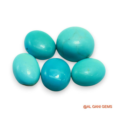 5 Pcs Wholesale Lot Natural TURQUOISE Gemstone 16.00 Cts Loose Oval Cabochon From Arizona 8X11X3 TO 11X12X5 MM T-715