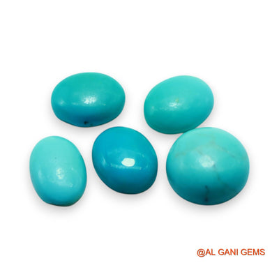 5 Pcs Wholesale Lot Natural TURQUOISE Gemstone 16.00 Cts Loose Oval Cabochon From Arizona 8X11X3 TO 11X12X5 MM T-715