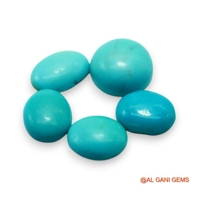 5 Pcs Wholesale Lot Natural TURQUOISE Gemstone 16.00 Cts Loose Oval Cabochon From Arizona 8X11X3 TO 11X12X5 MM T-715