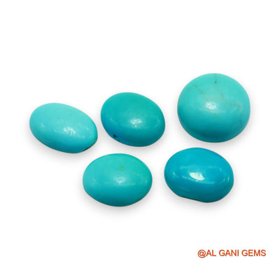 5 Pcs Wholesale Lot Natural TURQUOISE Gemstone 16.00 Cts Loose Oval Cabochon From Arizona 8X11X3 TO 11X12X5 MM T-715